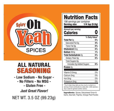 Spicy Oh Yeah Plus | 3.5 oz. Bottle | No MSG or GMO | Made in Chapman, NE | Oh Yeah Spices
